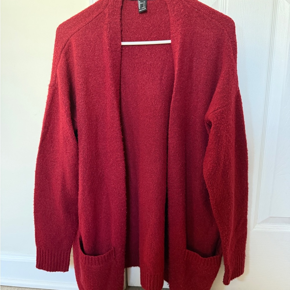Forever 21 Open-Front Burgundy Red Cardigan
